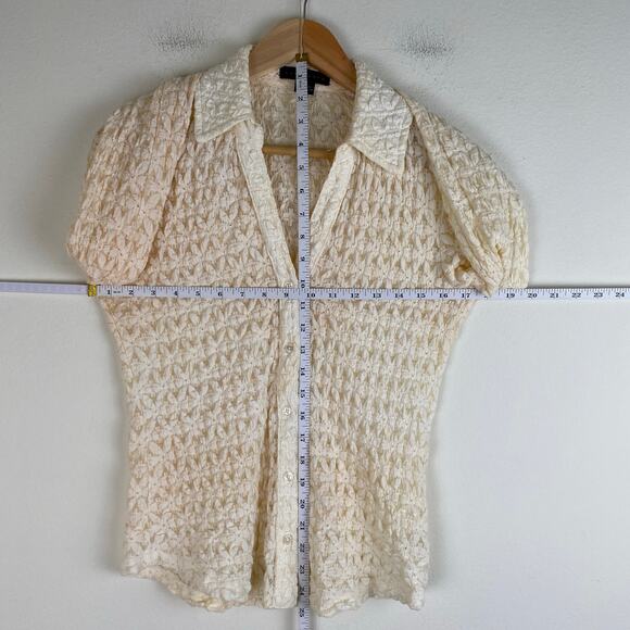 Sanctuary Pucker Up Dream Girl Top Size L Ivory Lace Long Sleeve Anthropologie - Picture 14 of 14